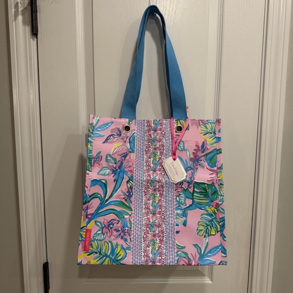 NWT Lilly Pulitzer Market Shopper in Mermaid in the Shade Purple Reusable Bag - Picture 2 of 9